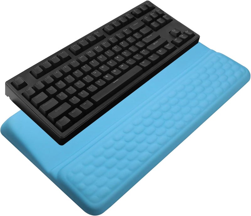 KEPUTAIER Computer Keyboard Stand with Wrist Rest, Ergonomic Tilted Keyboard Holder - Keyboard Riser with Wrist Pad - Keyboard Tray Support for Office Home - Blue - Image 1